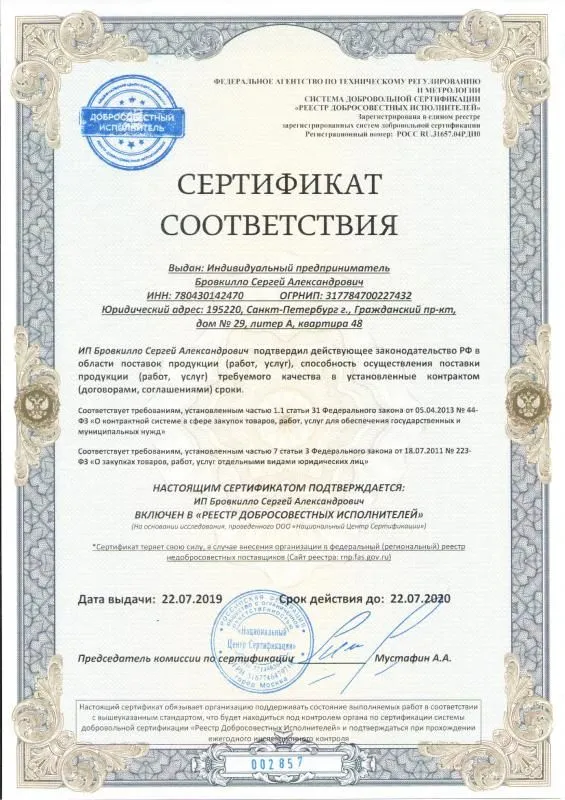 Реестр добросовестных исполнителей в Белгорода